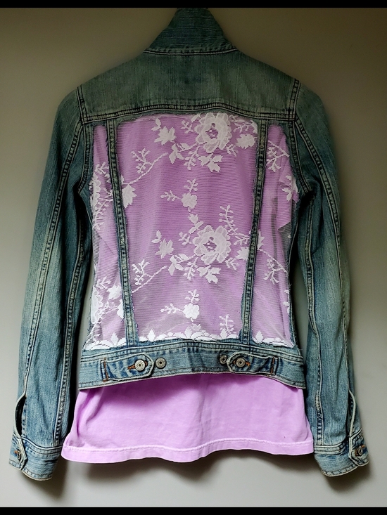 Abercrombie & Fitch Jackets & Blazers - Upcycled Abercrombie & Fitch Light Denim Jacket with  Lace Back